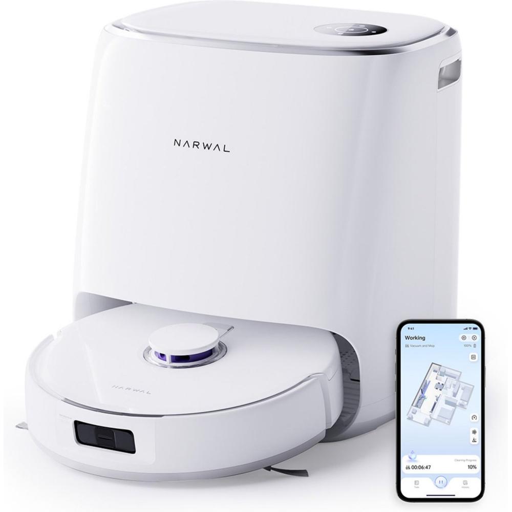 Moderne Narwal Stofzuiger Opbergstation Automatische Reiniging Smartphone Schoonmaakstatus