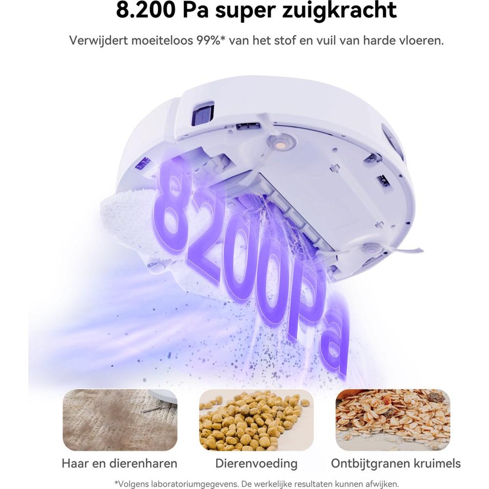 Robotstofzuiger 8200Pa Dierenharen Voedselresten