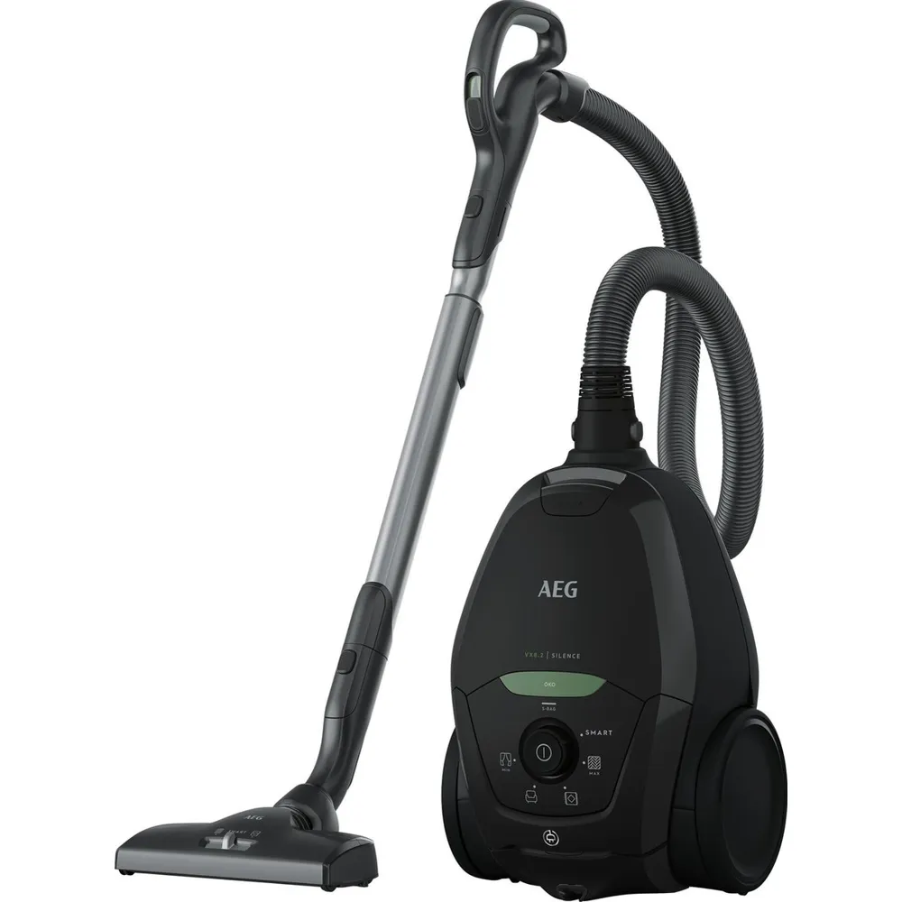 AEG VX82-1-ECO Line stofzuiger met zak in zwart met parketborstel en ergonomische handgreep