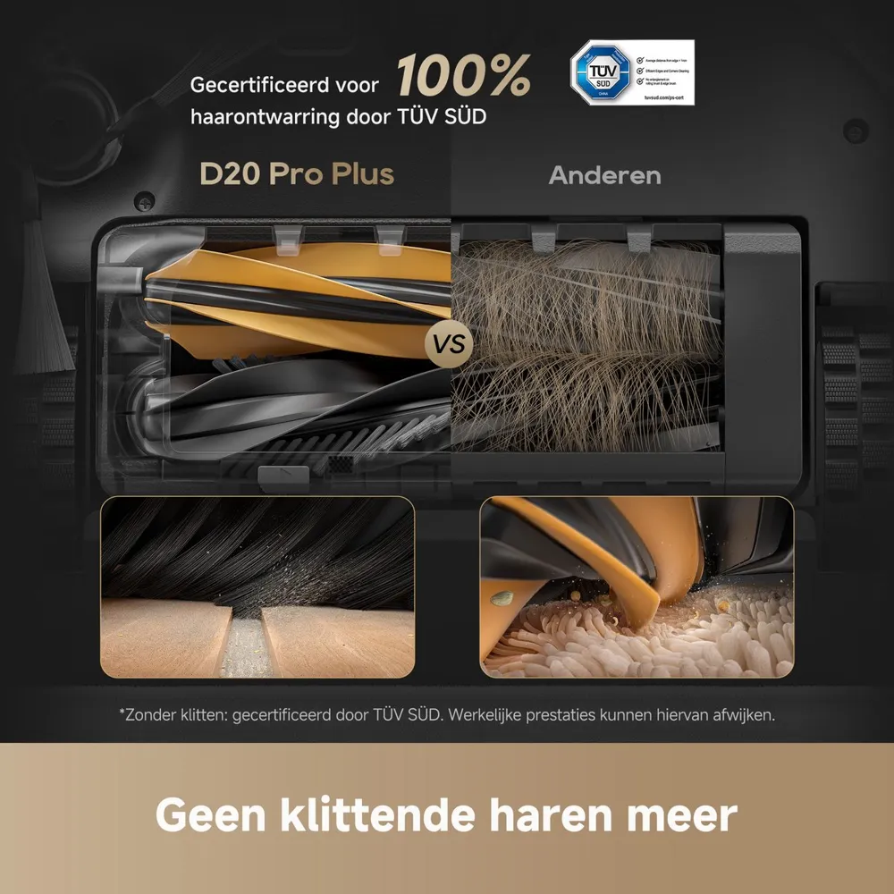 Dreame D20 Pro Plus robotstofzuiger met anti-haarverstrikkingstechnologie en vergelijking met andere modellen