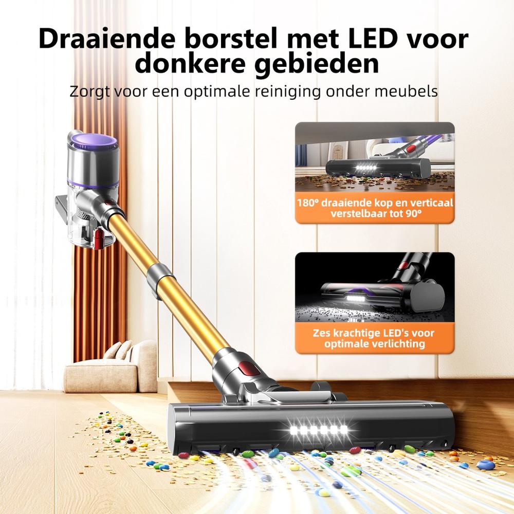 Moderne Stofzuiger Draaiende Borstel Led Verlichting
