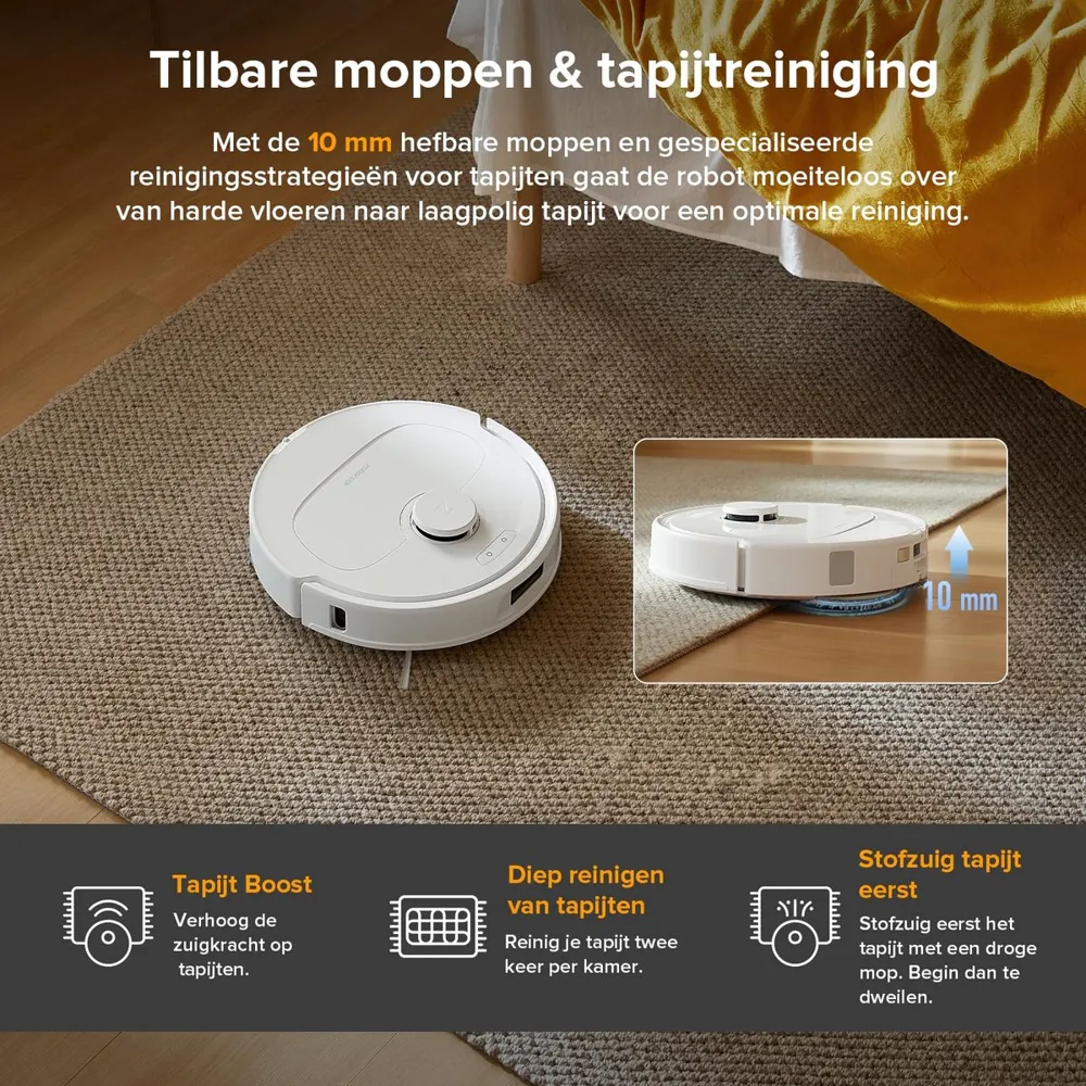 Roborock Qv 35A Robotstofzuiger Tapijt Dweilfunctie Hefbare Moppen Woonruimte